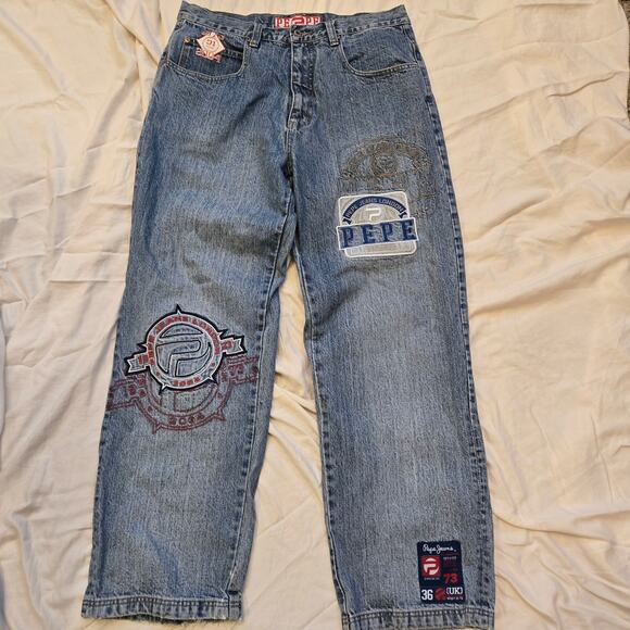 Vintage Pepe Jeans UK Size 36 x 33 PJL Patches and Embroidery Y2K *read* - Picture 1 of 15
